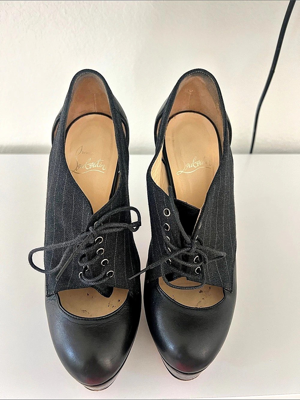 Christian Louboutin Platform Heels Black & Red EU 36.5